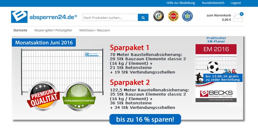 Sparpakete im Bauzaunshop