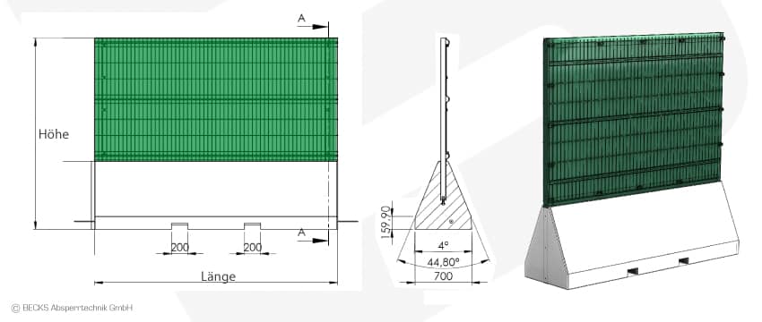 Publifor mit Gittermatte Metallblech BECKS Absperrtechnik GmbH